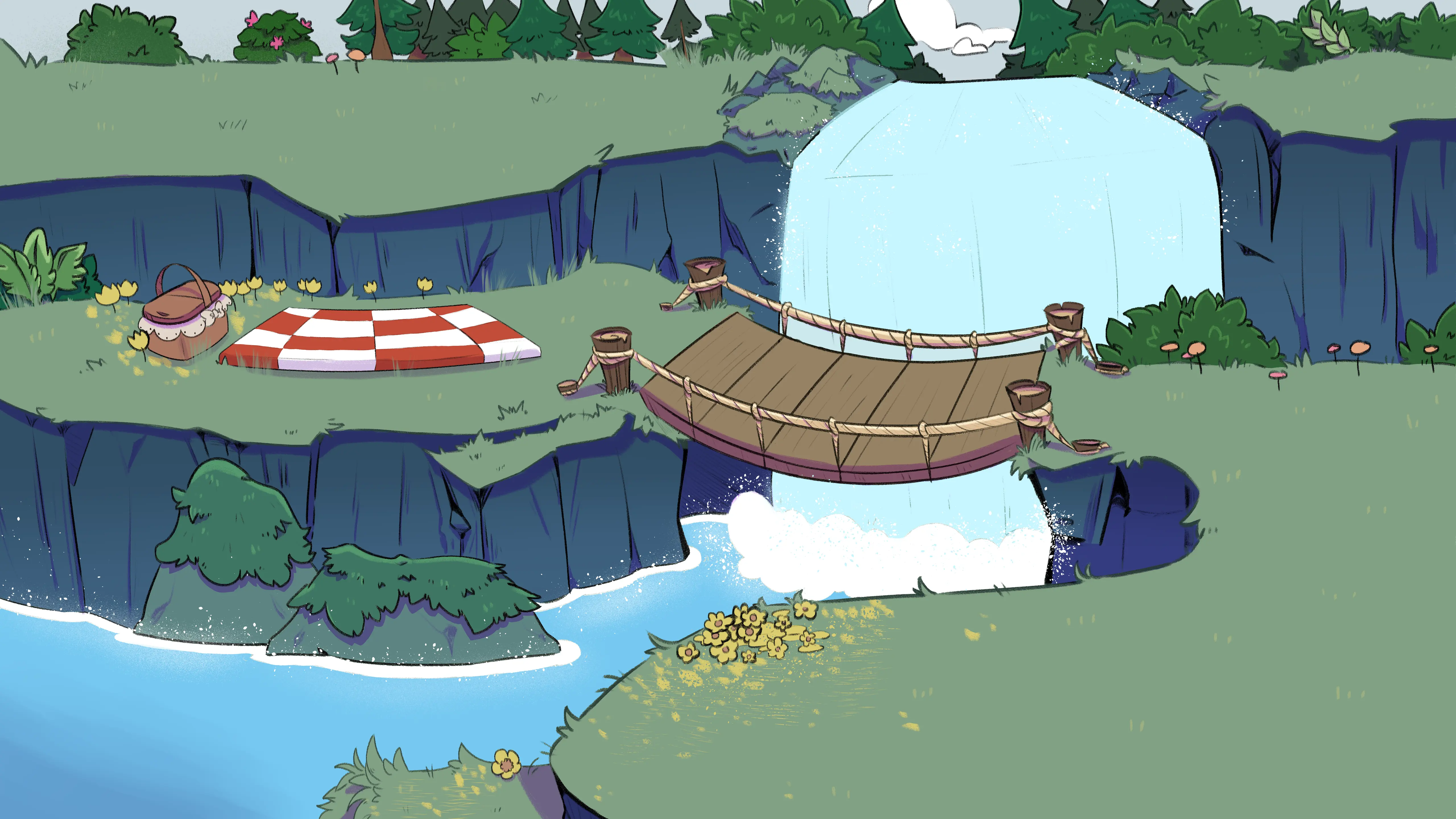 An illustrated waterfall scenery - Ray Parker