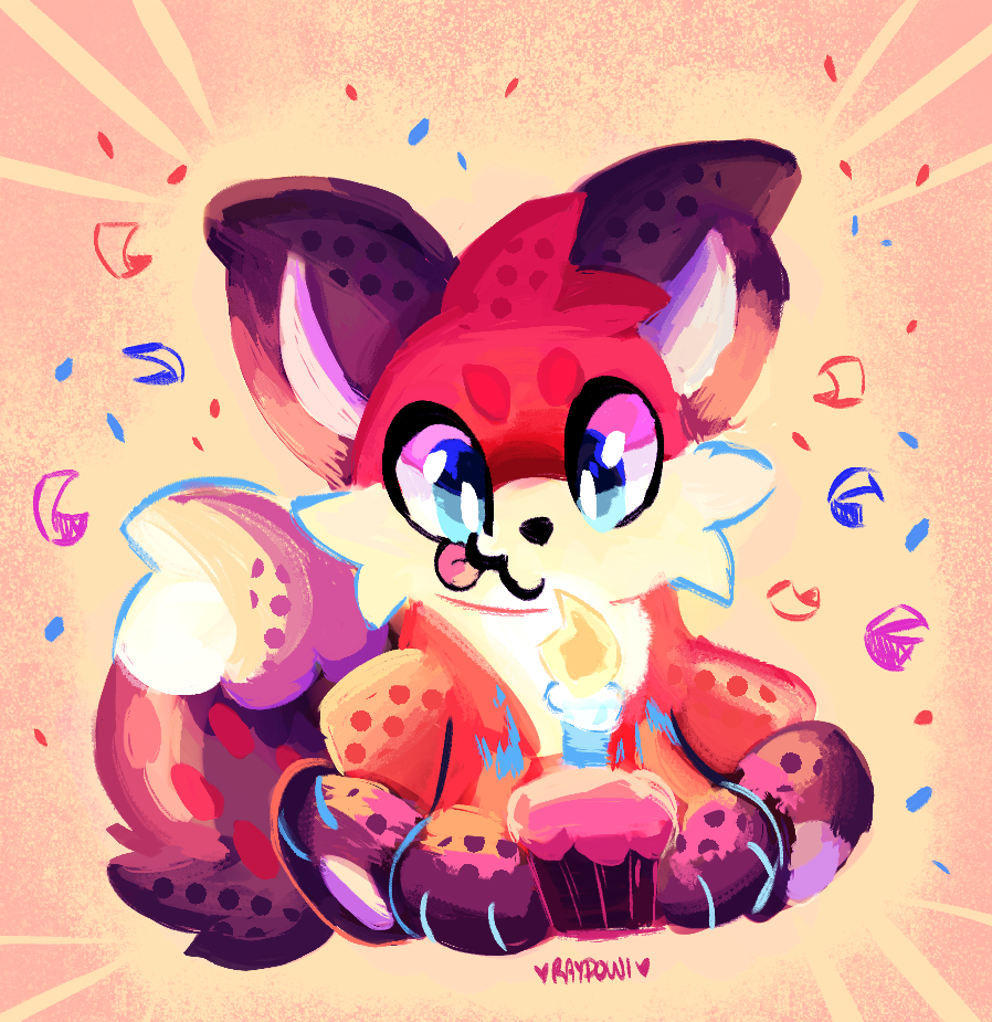 Character Illustration: Experimental painting of a red fox character